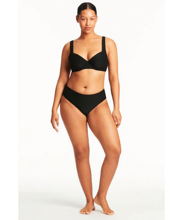 Sea Level  Honeycomb Mid Bikini Pant - Black